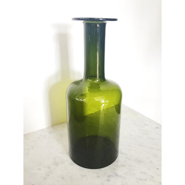 Kastrup Holmegaard Green Glass Bottle Vases A Pair Chairish