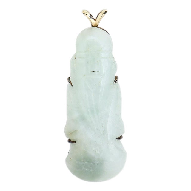 Vintage Chinese 14k Gold & Jadeite Pendant For Sale
