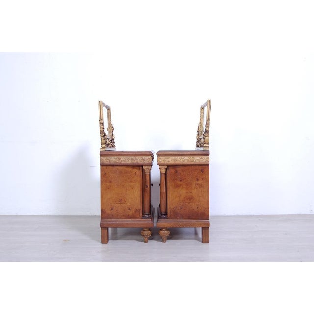 Art Nouveau Green Marble Top Nightstands, Set of 2 For Sale - Image 16 of 17