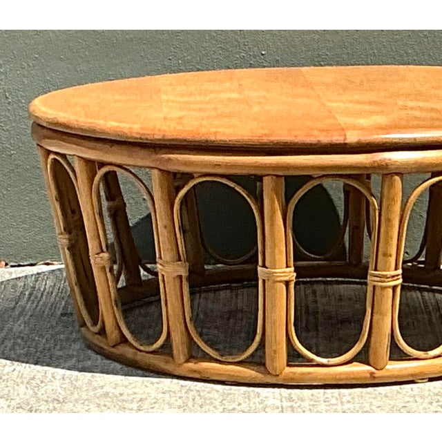 Vintage Looped Rattan Coffee Table For Sale In West Palm - Image 6 of 12