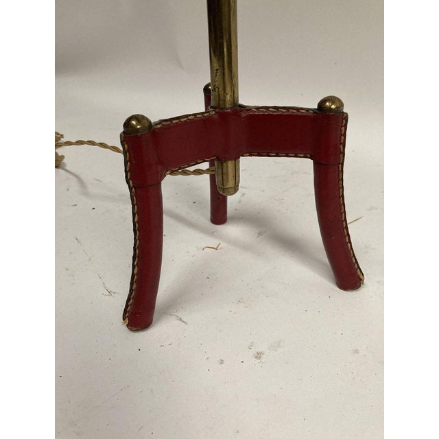 1950s 1950s Leather and Brass Table Lamp Designer: Jacques Adnet For Sale - Image 5 of 6