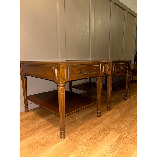 Mid-Century Modern Vintage Mersman 3-Piece Walnut Table Set- Coffee Table & 2 End Tables For Sale - Image 3 of 11