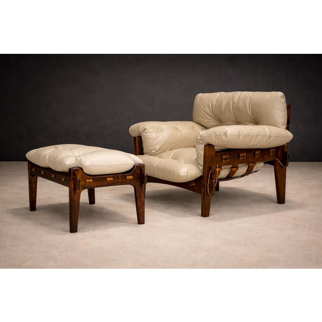 An exceptionally rare example of the Moleca lounge chair and ottoman, designed by Sergio Rodrigues in 1963 and produced...
