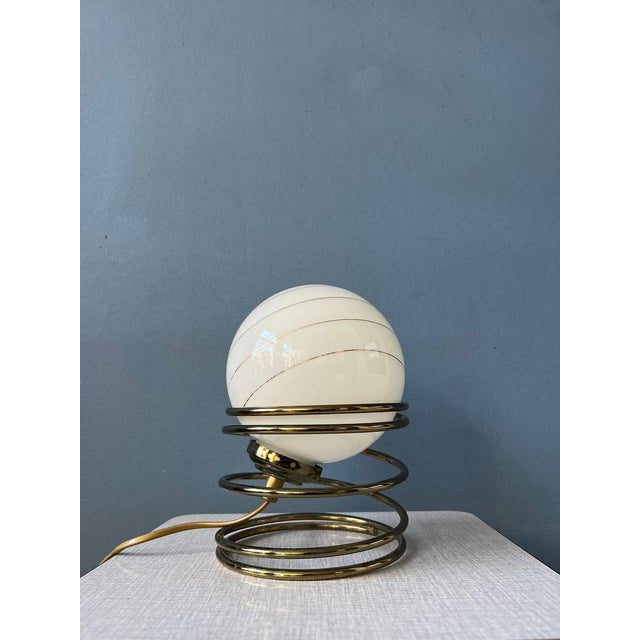 Mid-Century Hollywood Regency Eyeball Table Lamps in Opaline Glass, Set of 2 For Sale - Image 11 of 11