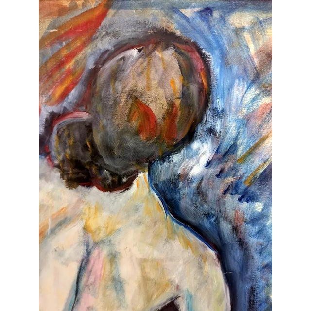 20th-century expressionist Russian painting has not signed probably dated 1950; beautiful frame in white lacquered wood...