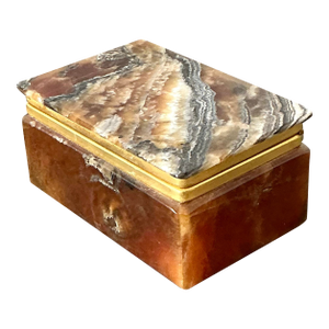 Vintage Brass Trimmed Stone Box