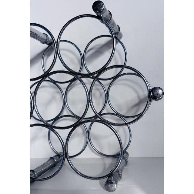 1980s Vintage Faux Bamboo Wine Rack in Chrome Finish For Sale - Image 5 of 5