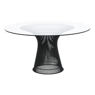 Attributed Warren Platner for Knoll Pedestal Dining Table With New 54 Round Glass For Sale