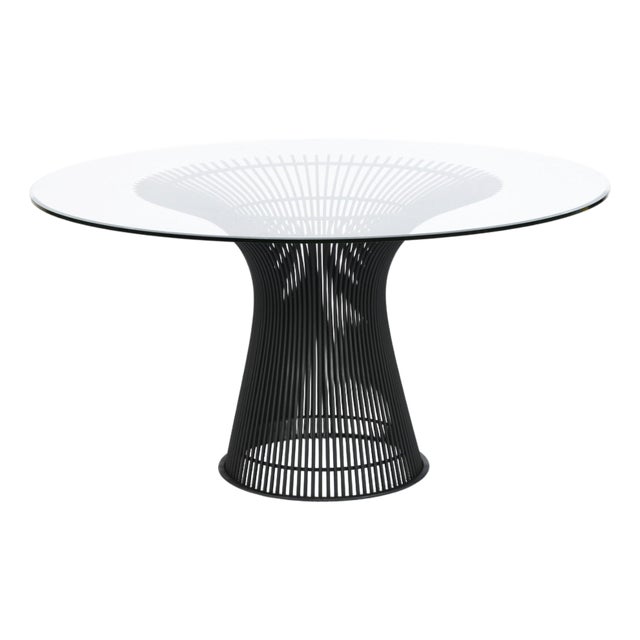 Attributed Warren Platner for Knoll Pedestal Dining Table With New 54 Round Glass For Sale