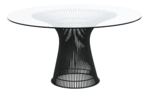 Attributed Warren Platner for Knoll Pedestal Dining Table With New 54 Round Glass