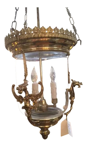 Vintage English Glass and Brass Lantern