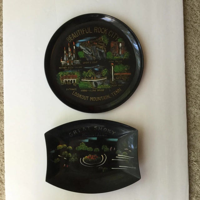 Made in Japan, and hand painted, these mid-century plasticware trays are classic souvenirs. The deeper rectangular Great...