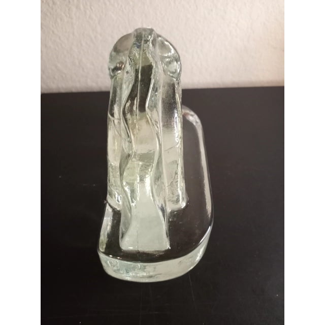 1980s Clear Glass Carved Horse Head For Sale - Image 4 of 7