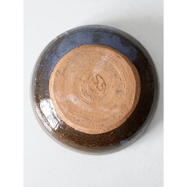 Blue Vintage Studio Pottery Bowl For Sale - Image 8 of 9