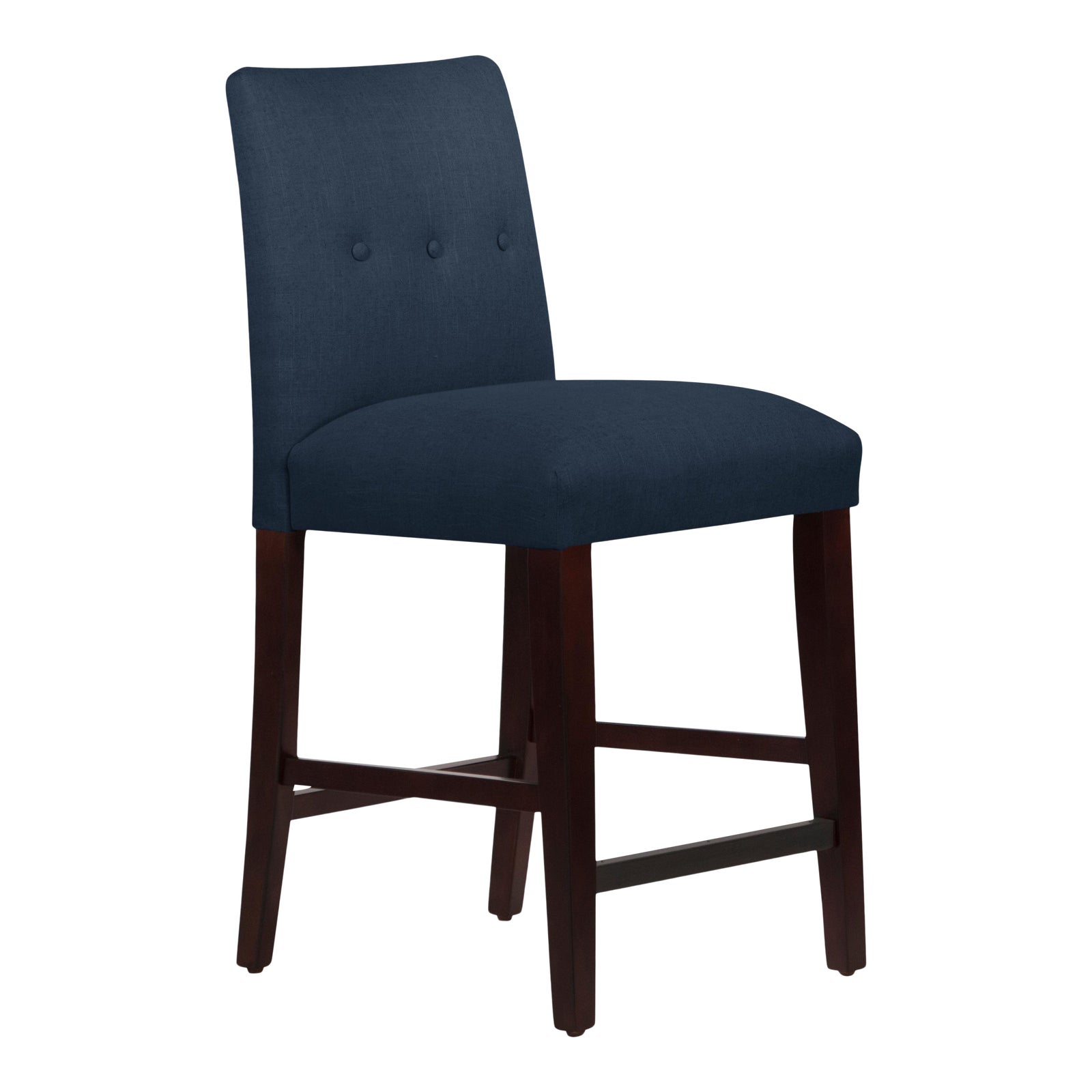 Tufted Linen Navy Tapered Counter Stool Chairish