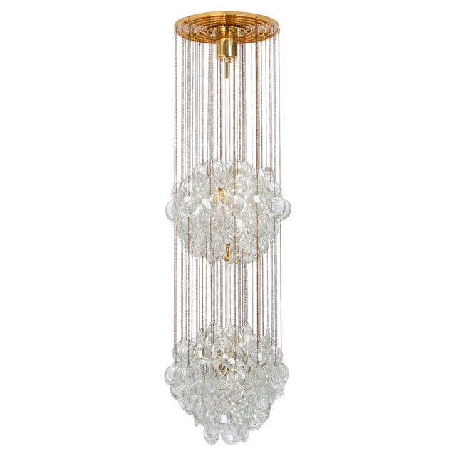 Delicate Gilt Brass Crystal Chandelier by Palwa, 1970s For Sale
