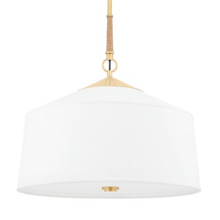 Hudson Valley Lighting White Plains 22.25 in. 3 Light Pendant in Aged Brass Finish For Sale
