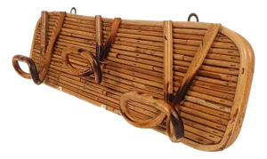 Mid-Century Italian Cane and Rattan Wall Coat Hanger in the style of Vivai del Sud, 1960s
