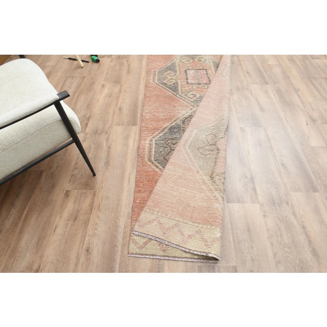 1970s Turkish Oushak Handmade Wool Cotton Orange Runner Rug For Sale In San Francisco - Image 6 of 10