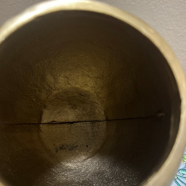 Vintage Textured Antique Gold Urn Vase With Ear Handles For Sale In Minneapolis - Image 6 of 10