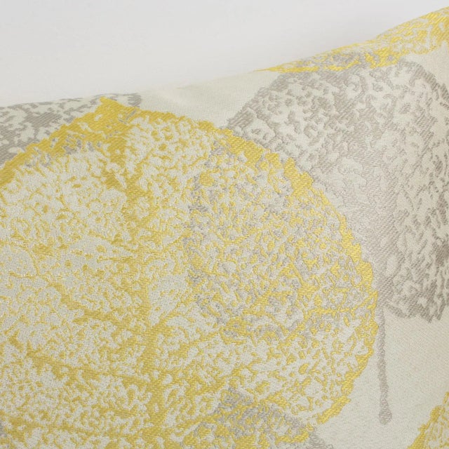 Textile Silver Gray and Yellow Damask Throw Pillows, a Pair For Sale - Image 7 of 10