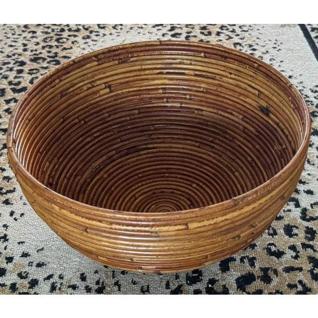 Late 20th Century Vintage Monumental Crespi Style Split Reed Bowl For Sale - Image 5 of 9