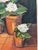 White Hydrangeas in Terracotta Pots (Original Oil, Likely, on Board) For Sale - Image 4 of 6