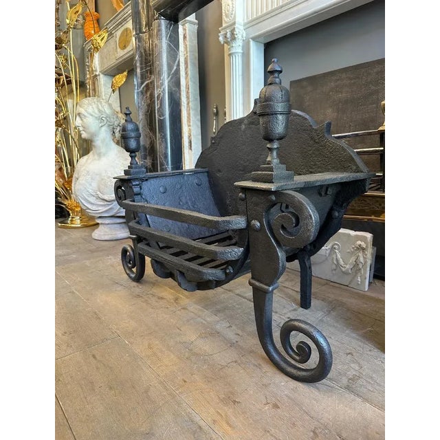 Late 18th Century Large Late 18th Century English Wrought Iron Fire Grate, 1780s For Sale - Image 5 of 11