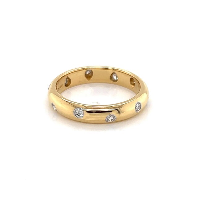 Tiffany and Co. Tiffany & Co. Etoile Diamond 18k Gold Platinum Band Ring - Size 7.5 For Sale - Image 4 of 7