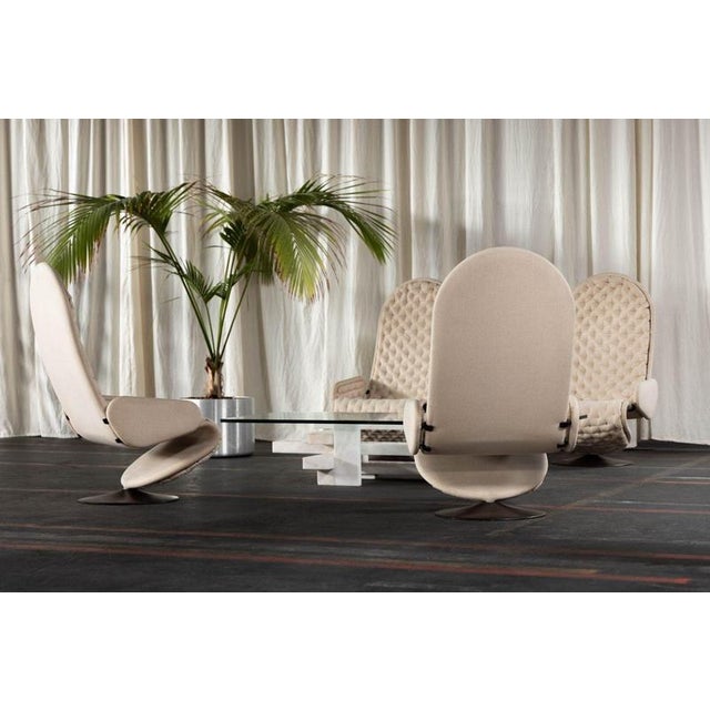 Pair of 123 lounge chairs designed by Verner Panton and manufactured by Fritz Hansen in Denmark 1973. These sculptural and...
