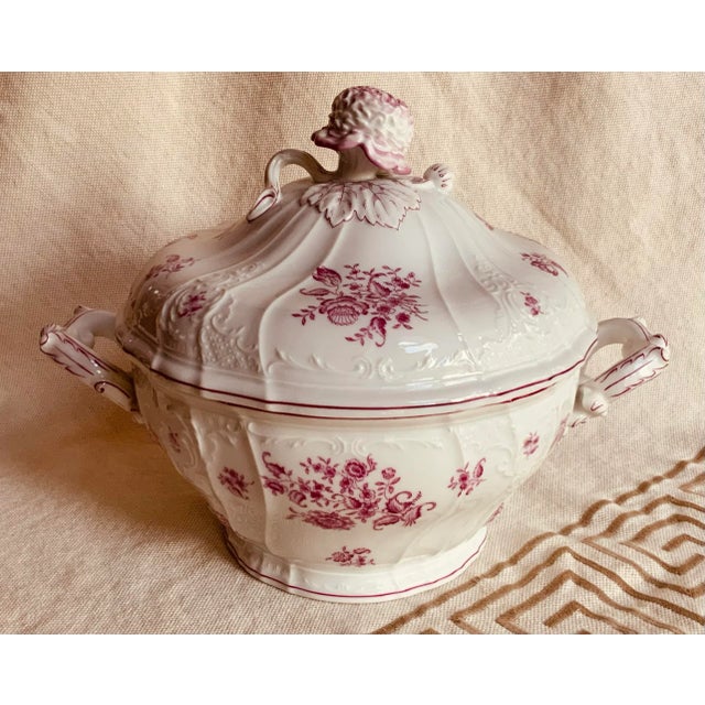 French Porcelain Soup Tureen With Lid, Circa 1820 — Rose Floral For Sale - Image 4 of 12