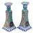 1960s Vintage Chinoiserie Ceramic Turquoise Candlesticks by Nora Fenton For Sale