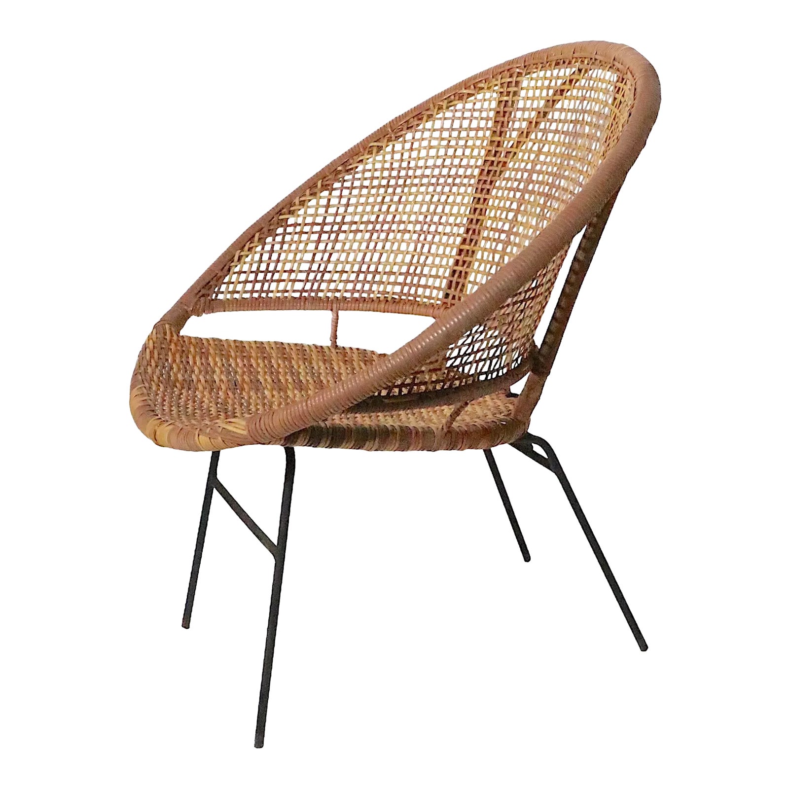 Mid Century Faux Bamboo Wrought Iron Shell Chair C 1950's | Chairish