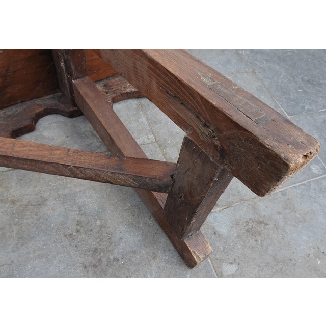 Antique Rustic Oak Bench, 1800s For Sale - Image 15 of 18