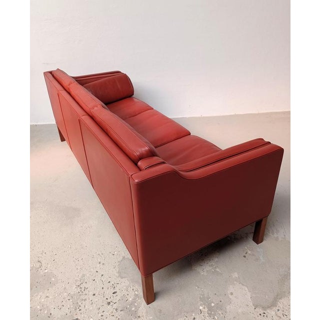 Restored 3 Seater Model 2213 Leather Sofa by Børge Mogensen, 1970s For Sale - Image 6 of 14