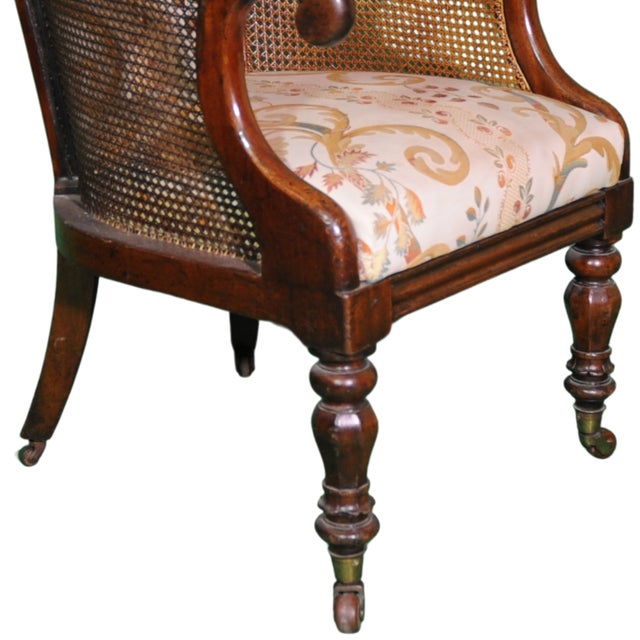 Wood English Regency Style Armchair with Upholstered Back and Cane Sides, 1820-1835 For Sale - Image 7 of 9