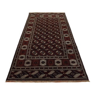 Turkmen Rug 7’7” X 12’7” Red Wool Vintage Tribal Hand-Knotted Oriental Carpet For Sale