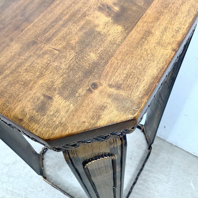 Decorative Pedestal Table With Octagonal Wood Top For Sale - Image 9 of 12