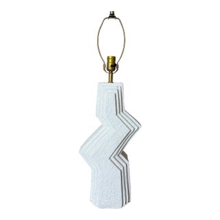 Vintage Postmodern Plaster Zig Zag Table Lamp For Sale