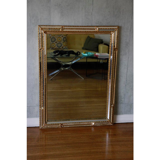 Vintage Hollywood Regency Wall Mirror With Gilt Frame, 1950s For Sale - Image 4 of 8