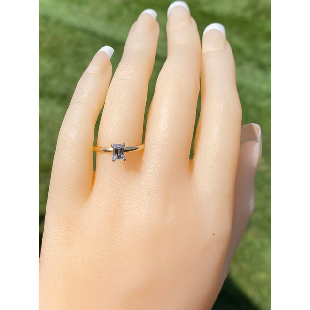 The Penn Drive: Solitaire Engagement Ring with Natural Emerald Cut Diamond For Sale - Image 11 of 12