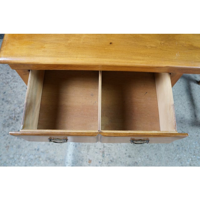 Vintage Early American Colonial Style Solid Maple Country Kneehole Desk 44" For Sale - Image 11 of 18