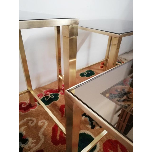1970s Mid-Century Italian Brass and Glass Nesting Tables, 1970s, Set of 3 For Sale - Image 5 of 18