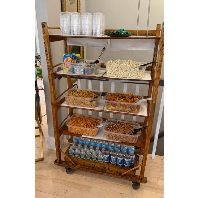 Early 20th Century Rolling Industrial Factory Shoe Rack Display From Massachusetts For Sale - Image 12 of 12