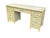 Beautiful vintage cream and blue chinoisiere painted faux bamboo secretary desk. The desk has hues of yellow in the creme...