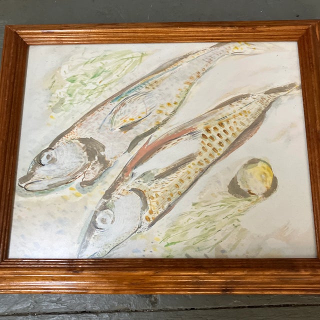 Original 11 x 14 painting on paper Overall size with vintage oak frame is 13.5 x 16.5