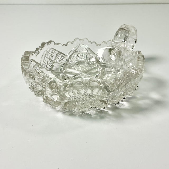 Late 19th Century Late 1800s Antique Boho Chic Hollywood Regency American Brilliant Cut Jam Serving Dish, With Finger Handle For Sale - Image 5 of 9