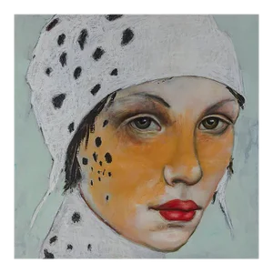 Agave, Oil on Canvas, Abstract Figurative Painting with Cheetah Woman, 2016