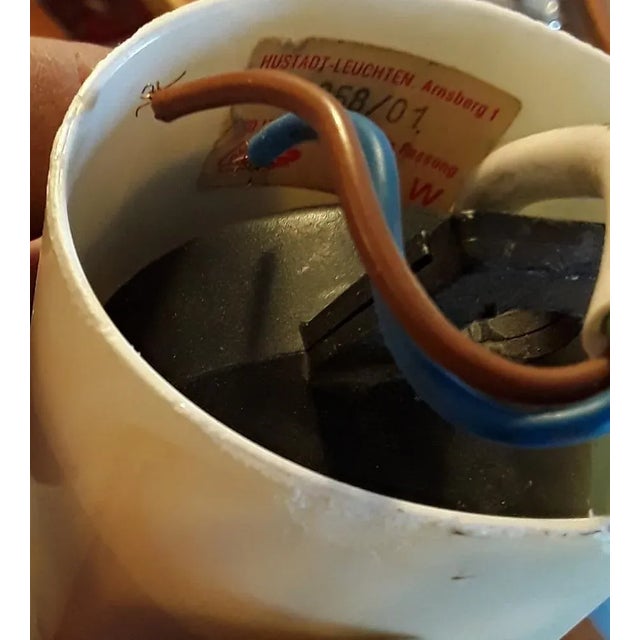 1970s German Height-Adjustable Ceiling Lamp in White Polyester with a Cream-Colored Cable and Canopy from Cristallux, 1970s For Sale - Image 5 of 7