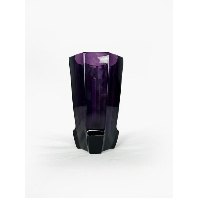 A commanding presence in any interior, this heavy amethyst crystal vase is a fine example of the Art Deco aesthetic as...